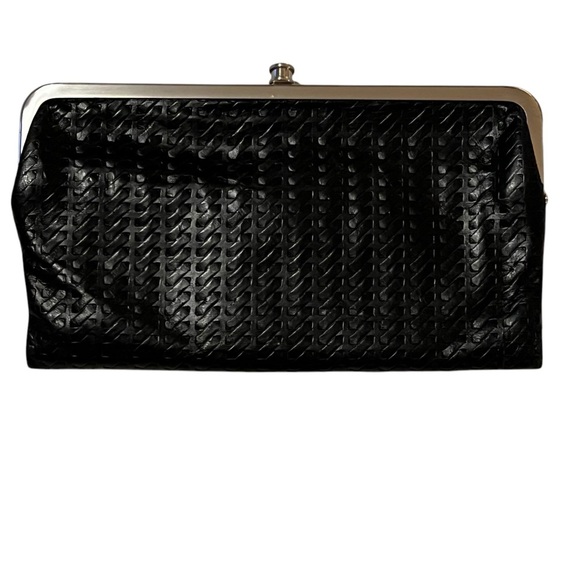 NEW Hobo The Lauren Clutch Wallet in Black Woven Leather New - Picture 1 of 16